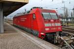 Hier nochmal die 101 008-1 am 26.02.2014, diesmal aber sug Gleis 99 in Basel Bad Bf agestelt. Sie wartet drauf, am Abend den CNL 479 wieder zurück nach Hamburg fahren kann.
