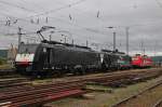 Am Morgen des 02.05.2014 stand ES 64 F4-201 zusammen mit ES 64 F4-208 und der 145-CL 011 im nördlichen Bahnhofsbreich von Basel Bad und warten gemeinsam auf ihre nächsten Leistungen.