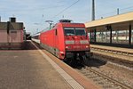 Ausfahrt am 12.05.2015 von 101 070-1 mit dem EC 9 (Hamburg Altona - Zürich HB) aus Basel Bad Bf gen Basel SBB.