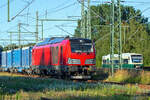 Siemens VECTRON Lok 248 998 mit einer Hälfte des Container Zuges in Bergen auf Rügen.