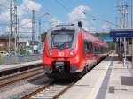 442 840 hatte,mit dem RE 13009 Rostock-Sassnitz,+20Minuten die sich bis Sassnitz nicht verringerten.Hier bei der Ausfahrt aus Bergen/Rügen.