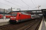 Hier 101 101-4 und 101 128-7 (Zugspitze) mit IC2207 von Berlin Gesundbrunnen nach München Hbf., bei der Einfahrt am 28.3.2014 in Berlin Gesundbrunnen.