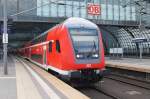 Hier ein RE2 (RE37383) von Wismar nach Cottbus, bei der Ausfahrt am 6.4.2012 aus Berlin Hbf.