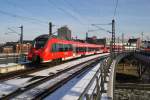 Hier 442 127-7 und 442 622-7 als RE7 (RE18717) von Wünsdorf-Waldstadt nach Dessau Hbf., bei der Einfahrt am 1.2.2014 in Berlin Hbf.