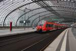 Hier 442 327-3 als RB14 (RB18908)  Airport-Express  von Berlin Schönefeld Flughafen nach Nauen, bei der Ausfahrt am 28.6.2014 aus Berlin Hbf.