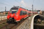 Hier 442 331-5 als RE7 (RE18724)  Airport-Express  von Bad Belzig nach Wünsdorf-Waldstadt, bei der Ausfahrt am 6.9.2014 aus Berlin Hbf.