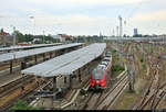 Blick auf einen Teil der Bahnsteig- und Abstellanlagen des Bahnhofs Berlin-Lichtenberg.