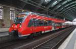 Hier 442 834-8 als RB14 (RB18931)  Airport-Express  von Nauen nach Berlin Schönefeld Flughafen, dieser Triebzug stand am 25.7.2015 in Berlin Ostbahnhof.