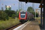 RB14  Airportexpress  (RB 18926) von Berlin-Schönefeld Flughafen nach Nauen, bei der Ausfahrt aus Berlin-Schönefeld Flughafen und gezogen hatte die 143 254-1 [Verl.|WR|12.03.15]. 26.07.2014