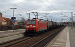 Am 30.12.18 rollte 185 199 mit einem Kesselwagenzug durch Bitterfeld Richtung Wittenberg.