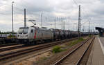 Am 14.07.19 rollte 187 502 der CTL zwecks Personalwechsel auf die Gütergleise des Bahnhofs Bitterfeld.