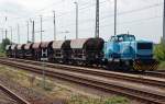 Im Bahnhof Bitterfeld stand am 14.05.11 diese MaK 1200 der Hafen Halle GmbH.