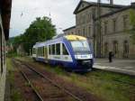 HeX vor dem Empfangsgebude Blankenburg/Harz im Frhjahr 2008 zur Abfahrt nach Halberstadt 