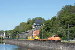 Am 06.05.2020 zog Northrail´s 261 310 im Auftrag von Hering Bahnbau GmbH einen Kirow Baukran richtung Hattingen(Ruhr) an der Schwimmbrücke in Bochum-Dahlhausen vorbei.