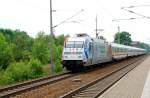 101 144 mit IC 2353 bei der Durchfahrt durch Burgkemnitz am 21.05.09.