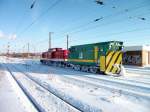 112 708 mit Schneeflug im Chemnitzer Hbf.