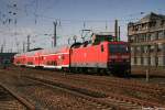 143 814 fhrt mit der RB nach Dresden am 10.04.07 aus Chemnitz Hbf aus.