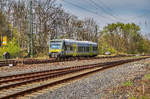 Nachschuss von VT 650 715 von agilis, bei der Ausfahrt aus dem Bahnhof Coburg.