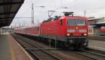 143 365-5, Beheimatung in Dresden, hatte am 13.03.2012 die Aufgabe den RE10 zwischen Leipzig Hbf und Cottbus zu ziehen und schieben.