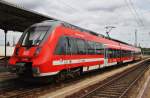 Hier 442 645-8  Schwarze Elster  als RE18 (RE18409) von Cottbus nach Dresden Hbf., dieser Triebzug stand am 25.7.2015 in Cottbus.