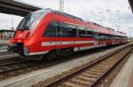 Hier 442 147-5 als RB49 (RB28751) von Cottbus nach Ruhland, dieser Triebzug stand am 25.7.2015 in Cottbus.