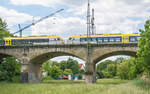 Blick nach Westen auf die Jagstbrücke in Crailsheim: Das 427-Päärchen war am 29.5.20 kurz zuvor im Bahnhof links vom Bildrand abgefahren. 