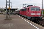Die 111 165 beim Losfahren aus Crailsheim Richtung Stuttgart 19.08.2015