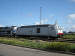 Die Diesellok 285 108-7 der ITL im Hafengebiet von Cuxhaven  aufgenommen am 03.08.09.