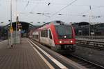 Am 10.11.2017 verlässt ein Itino Doppel der VIAS den Hauptbahnhof Darmstadt in Richtung Eberbach.