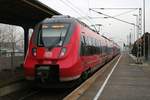 Nachschuss auf 442 006 und 442 210 (Bombardier Talent 2) von DB Regio Südost als RE 18386 (RE10) von Cottbus nach Leipzig Hbf, die den Bahnhof Doberlug-Kirchhain auf der Bahnstrecke