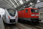 1440 710 und 143 932 Anfang April 2017 im Hauptbahnhof Dresden.