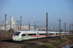 Am 28.02.2021 fuhr 412 050 als ICE515 nach München Hbf durch Düsseldorf-Derendorf.