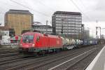 ÖBB 1116 039 mit einem KLV Aufliegerzug am 16.01.2016 in Düsseldorf Rath.