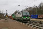 193 237 mit Containerzug in Fahrtrichtung Norden. Aufgenommen in Eichenberg am 12.03.2016.