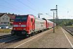 146 230-8  750 Jahre Radolfzell  von DB Regio Baden-Württemberg als RE 4709 von Karlsruhe Hbf nach Konstanz erreicht den Bahnhof Engen auf der Bahnstrecke Offenburg–Singen (Schwarzwaldbahn