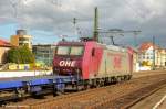 OHE 185 534 mit Container in Richtung Beimerstetten/Mnchen durch Esslingen am Neckar.