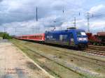 Der letzte IR2285 Berlin Zoo-Chemnitz Hbf durchfhrt den unteren Gterbahnhof von Falkenberg/E.