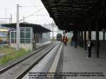 Bahnhof Freiberg(Sachsen) Bahnsteig 3 und 4 mit einfahrendem Sonderzug aus Nossen ber die Zellwaldbahn am 27.05.2007.