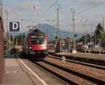 Ha, ein Railjet von BB mit RJ 69 von Budapest nach Mnchen, hier bei Durchfahrt von Bf Freilassing am 14 sept 2012.