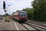 628 905 der DB ZugBus Regionalverkehr Alb-Bodensee GmbH (RAB) (DB Regio Baden-Württemberg) als RB 17756 von Friedrichshafen Hafen erreicht ihren Endbahnhof Friedrichshafen Stadt.