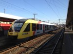 Hier steht ein Lint41 der HLB abfahrbereit nach Gersfeld(Rhn) am 1.3.2012 in Fulda.