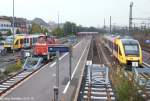 Fnf Jahre spter herrschte Feierabendstimmung im  Vogelsbergteil  des Bahnhofs Fulda: In der Mitte 363 699 und rechts HLB-VT 270.(25.9.13)           