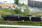 BR 01 0509-8 mit zusätzlichem Öltender von der PRESS in Gera südlich des Hauptbahnhofs auf dem Weg nach Zwickau am 12.6.2019