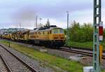 Die gelbe Ludmilla der DB Bahnbau Gruppe 233 493-6 ´´ TIGER`` ( 9280 1233 493-6 D-DB ) mit einem Bauzug in Gera HBF am 24.5.2021