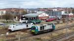 Cargo Logistik Rail-Service, Vossloh G2000 BB, 9280 1272 204-9 D-CLR auf dem Weg zum Holzbahnhof Gera beim passieren des BW's am 1.2.2023