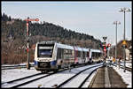 Erixx 622710 fährt in Doppeleinheit aus Hannover kommend am 29.1.2017 um 11.52 Uhr in Goslar ein.