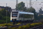 VT241 erfasst die ersten Sonnenstrahlen des Tages bei der Ausfahrt in Grevenbroich in Richtung Neuss.

Grevenbroich 17.09.2023