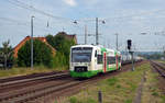 VT 332 der Erfurter Bahn erreicht auf dem Weg von Jena Saalbahnhof nach Pößneck am 22.06.19 den Bahnhof Jena-Göschwitz.