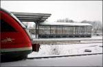 Märzwinter in Sachsen-Anhalt -     Impression vom Bahnhof in Güsten.