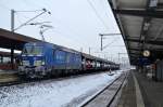 EGP 193 848 beschleunigt mit DGS 52646 Bremerhaven Kaiserhafen - München Milbertshofen, nachdem hier LPW stattgefunden hat, 21.01.2016 Göttingen.